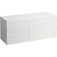 Laufen LANI Plan de toilette blanc mat avec meuble sous-lavabo, sans découpe, grand tiroir à droite, 1370x495x580mm, H4045811129991