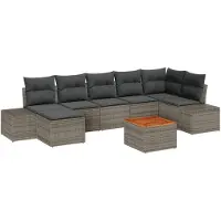 vidaXL Ensemble canapé de jardin avec coussins 8 pièces Gris Poly-rotin