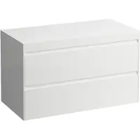 Laufen LANI Plan de lavabo blanc mat avec meuble sous-lavabo, sans découpe, 985x495x580mm, H4045601129991
