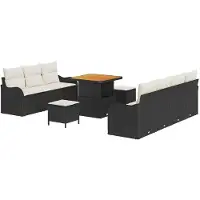 vidaXL Ensemble de salon de jardin, 10 pièces, 9 places, couleur noire