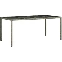 vidaXL Table de jardin Grise 190 x 90 x 75 cm en polyrotin