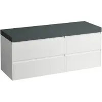 Laufen LANI Plan de toilette gris trafic, avec meuble sous-lavabo, sans découpe, grand tiroir à gauche, 1370x495x580mm, H4055801122611