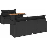 vidaXL Ensemble de canapés de jardin , 6 pièces, noir et marron