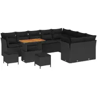 vidaXL Ensemble de canapés de jardin 12 pcs noir poly rotin