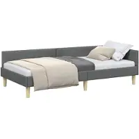 vidaXL Cadre de lit d'angle gris foncé 80 x 200 cm tissu