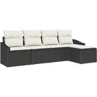 vidaXL Ensemble de salon , 5 pièces, marron et crème, en polyrotin