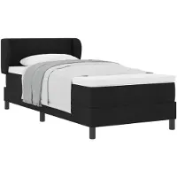 vidaXL Lit boxspring avec tête de lit noir 90 x 200 cm Tissu