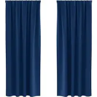 vidaXL Rideaux occultants avec anneaux 2 pcs bleu foncé 245 x 140 cm