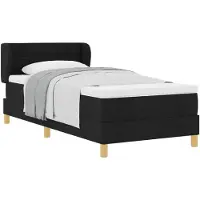 vidaXL Lit boxspring avec matelas noir 90 x 200 cm tissu