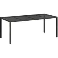 vidaXL Table de jardin noire 190 x 90 x 75 cm en polyrotin
