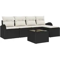 vidaXL Ensemble de canapés avec coussins, 6 pièces, noir et blanc, en polyrotin