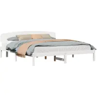 vidaXL Cadre de lit avec tête de lit Blanc 180 x 200 cm Pin massif