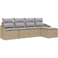 vidaXL Ensemble de salon , 5 pièces, en résine tressée, beige et gris clair