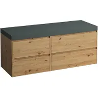 Laufen LANI Plan de toilette gris trafic, avec meuble sous-lavabo, sans découpe, grand tiroir à droite, 1370x495x580mm, H4055811122671