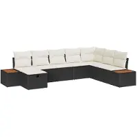 vidaXL Ensemble canapé de jardin avec coussins et coffre de rangement Noir Polyrotin