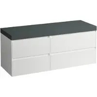 Laufen LANI Plan de toilette gris trafic, avec meuble sous-lavabo, sans découpe, grand tiroir à droite, 1370x495x580mm, H4055811122601
