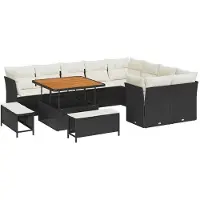 vidaXL Ensemble de canapés de jardin 12 pcs noir poly rotin
