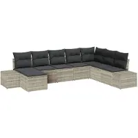 vidaXL Ensemble de canapés de jardin avec coussins, 8 pièces, en rotin synthétique