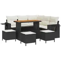 vidaXL Ensemble de canapés de jardin , 10 pièces, 7 places, noir et crème