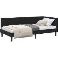 vidaXL Cadre de lit d'angle avec tête de lit noir 90 cm x 190 cm velours