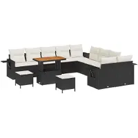 vidaXL Ensemble canapé de jardin 13 pcs noir poly rotin