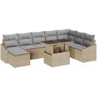 vidaXL Ensemble de salon de jardin , 9 pièces, beige et gris clair