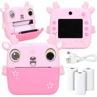 Extralink Set Imprimante thermique EPP-005 rose + papier thermique 3 rouleaux marron (Bluetooth), Imprimante de caisse, Pink