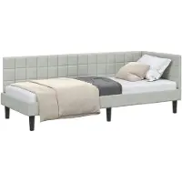 vidaXL Sommier d'angle avec tête de lit gris clair 80 cm x 200 cm velours