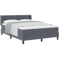vidaXL Lit boxspring avec tête de lit, gris foncé, 200 x 140 cm, velours