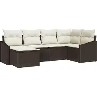 vidaXL Ensemble de jardin pour repas, 6 pièces, marron et crème
