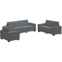 vidaXL Ensemble de canapé , 3 pièces, gris foncé, en velours