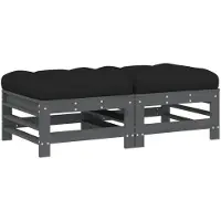 vidaXL Tabouret de jardin avec coussin 2 pcs. Gris Pin massif