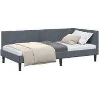 vidaXL Sommier d'angle avec tête de lit gris foncé 100 cm x 200 cm velours