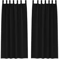 vidaXL Rideaux occultants avec anneaux 2 pcs Noir 225 x 140 cm