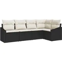 vidaXL Ensemble de canapés de jardin , 5 pièces, en résine tressée noire et blanche