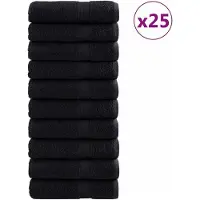 vidaXL Serviettes d'Invité 600 gsm SOLUND 25 pcs Noir 100 x 150 cm