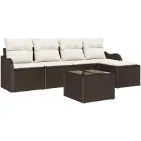 vidaXL Ensemble de canapés de jardin en rotin synthétique marron