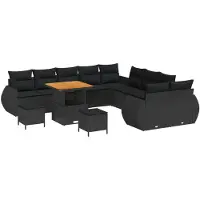vidaXL Ensemble de salon de jardin, 13 pièces, 13 places, couleur noire