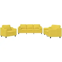 vidaXL Ensemble de canapés 3 pièces avec coussins Tissu jaune clair