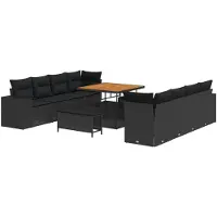 vidaXL Ensemble de canapés de jardin en polyrotin noir