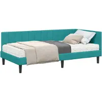 vidaXL Cadre de lit d'angle avec matelas avec tête de lit 2 pcs turquoise velours