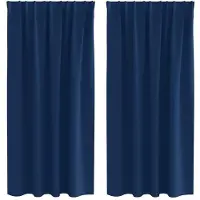 vidaXL Rideaux occultants avec anneaux 2 pcs bleu foncé 175 x 140 cm