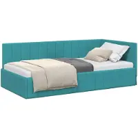 vidaXL Cadre de lit d'angle Turquoise 100 cm x 200 cm tissu