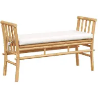 vidaXL Banc de jardin avec coussins Marron 110 x 38 x 65cm Bambou