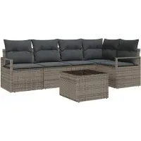 vidaXL Ensemble de canapés de jardin , 6 pièces, gris clair, en résine tressée