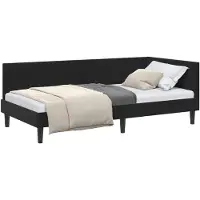 vidaXL Cadre de lit d'angle avec tête de lit noir 90 cm x 200 cm velours