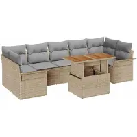 vidaXL Ensemble de canapé de jardin avec coussins 8 pcs Beige et gris clair