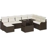 vidaXL Ensemble de canapé de jardin avec coussins avec mémoire 9 pcs brun poly rotin