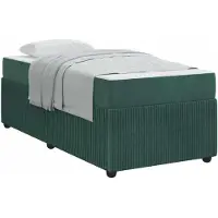 vidaXL Cadre de lit avec matelas Vert foncé 90 x 190 cm Tissu