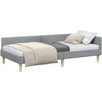 vidaXL Cadre de lit d'angle gris clair 80 x 200 cm Tissu